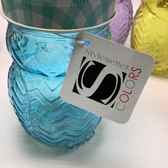 206242-6GB Owl Colors 6 Pc Glass Jar Set Canister with Airtight Metal Lids 16 oz - Picture 6 of 8